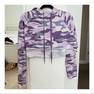 Wild Fable Cropped Purple Camo Hoodie